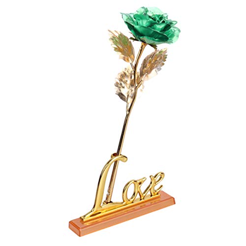 Ciieeo Golddekor Goldbesatz Geschenk In Gold Getauchte Rosen Folie 24k Rosenblüte Vergoldete Rose 24k Rosenblätter Roségold Künstliche Schmücken Goldene Rose Halterung Strauß von Ciieeo