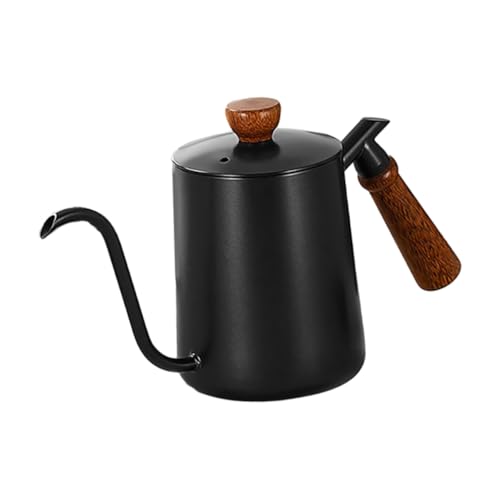 Ciieeo Gooseneck Kaffeekessel aus mit Feiner Ausgusstülle und Ergonomischem Holzgriff für Handbrühkaffee und Haushaltsgebrauch Schwarz mit Messskala von Ciieeo