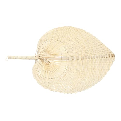 Ciieeo Handgefertigter Sommerlicher Fächer aus Natürlichen Palmblättern Leichter Robuster Strohfächer Tragbar für Sommer Party und Strand Dekorativer Wandfächer Gelb von Ciieeo