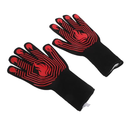Ciieeo Hitzebeständige Grillhandschuhe C Feuerfeste rutschfeste Ofenhandschuhe mit Armschutz für Backofen Mikrowelle Schweißen Vielseitig für Grillen Kochen Backen von Ciieeo