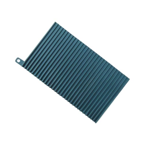 Ciieeo Hitzebeständige Rutschfeste Silikon tischmatte mit Tiefen Ablaufrillen Multifunktionale Abtropfmatte für Geschirr und Obst Leicht zu Reinigen Dunkelblaue Küchen unterlage von Ciieeo