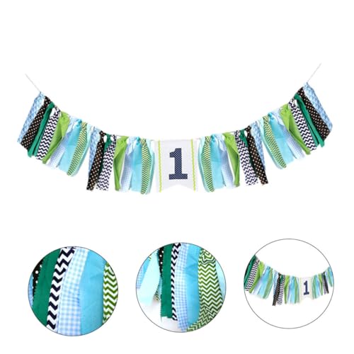 Ciieeo Hochstuhl Wimpelkette Geburtstagsdeko Blau Jahr Party Banner Babyparty Flagge für Jungen von Ciieeo