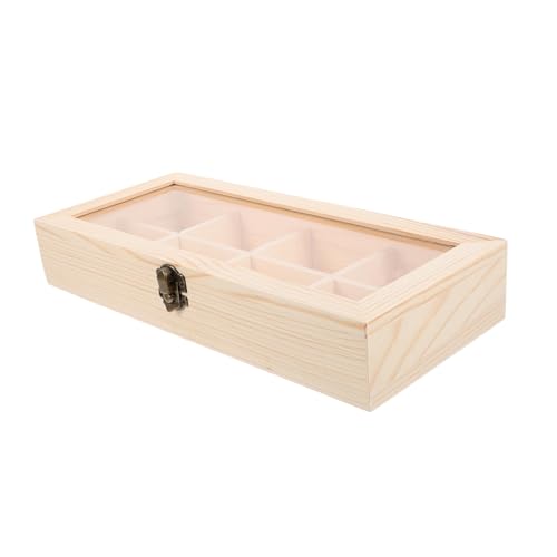 Ciieeo Holz Schmuckbox mit Fächern und Glasdeckel Multifunktionale Teebeutel Aufbewahrungsbox Eleganter Organizer für Uhren Ringe und Kleine Accessoires Langlebig und Wiederverwendbar von Ciieeo