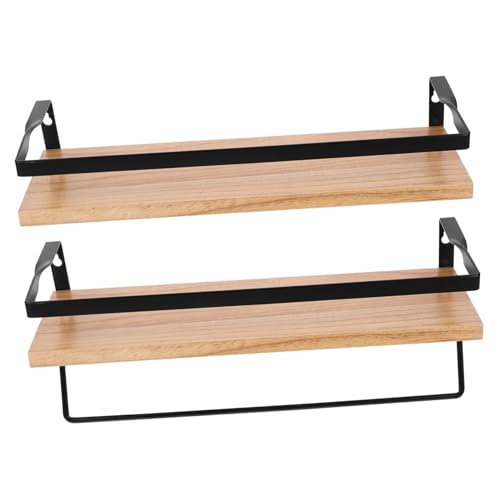 Ciieeo Holz Wandregal Schwebend mit Handtuchhalter aus Langlebigem Metall und Paulownia Holz Wandmontiertes Badezimmer Regal mit Hoher Tragkraft für Wohnzimmer Küche Schlafzimmer Ciieeo Holz Wandregal Schwebend mit Handtuchhalter aus Langlebigem Metall und Paulownia Holz Wandmontiertes Badezimmer Regal mit Hoher Tragkraft für Wohnzimmer Küche Schlafzimmer von Ciieeo