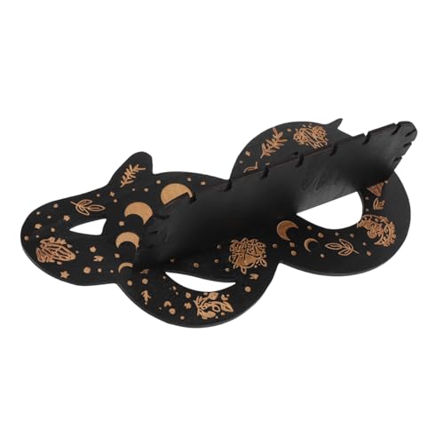 Ciieeo Holzregal Kristallregalanzeige Schlangenmondregal Regalhalter aus Steinen Mondförmiges Kristallregal Schlangenmond Wandregal Dekorative Lagerregal Gothic Wandregal hölzern Schwarz von Ciieeo