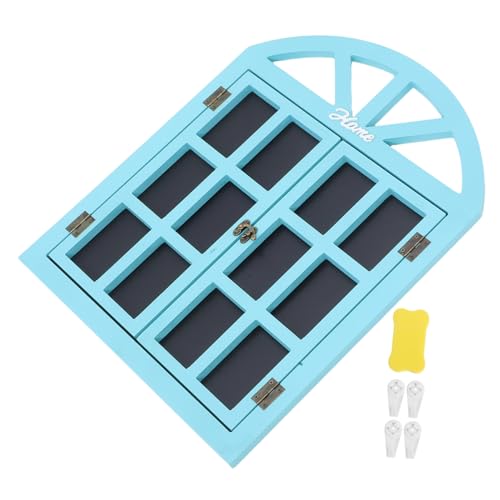 Ciieeo Holztafel Wanddeko Fensterrahmen Kreidetafel für Restaurant Hochzeit Dekoratives Stabiles Mehrfunktionales Memoboard mit Einfacher Montage Inklusive Kreide Blau von Ciieeo