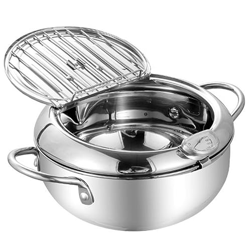 Ciieeo Japanischer Fritteusentopf Einstellbare Temperatur ohne Beschichtung Tiefes Frittiergerät für Tempura Hähnchenflügel und Pommes Langlebiger Haushaltspfanne von Ciieeo