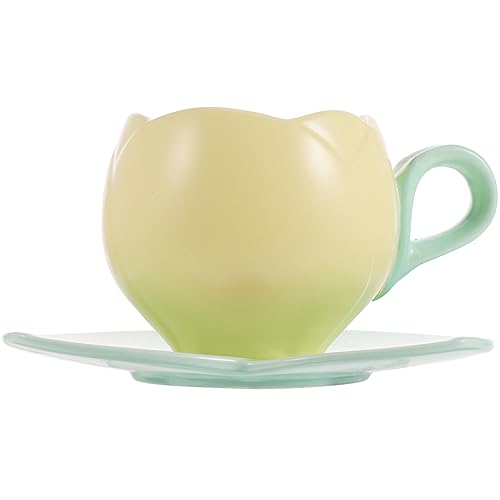 Ciieeo Keramik-Kaffeetasse Mit Untertasse Tulpen-Kaffeetassen-Set Latte-Tassen Keramiktasse Mit Blütenförmiger Tulpen-Teetasse Und Untertasse von Ciieeo