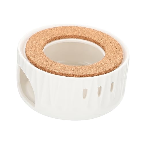 Ciieeo Keramik Teewärmer mit Holzsockel Eleganter Teekannenhalter für Zuhause und Büro Hitzebeständige Teelicht Wärmebasis Stilvoller Tee Untersetzer Geeignet für Teehäuser und Cafés von Ciieeo