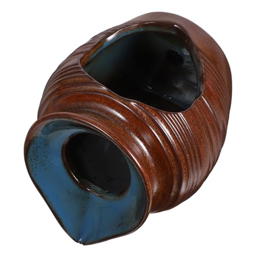 Ciieeo Keramischer Wasserfall Gartenbrunnen Wasserzirkulation Wasserspender Outdoor Deko Keramiktopf für Teich Aquarium Fischbecken Innenhof Gartendekoration von Ciieeo