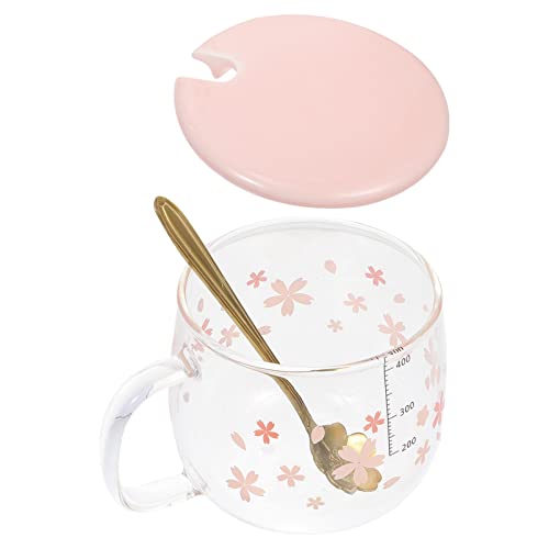Ciieeo Kirschblüten-wasserbecher Aus Glas Trinkbecher Für Eine Person Mit Skalendeckel Edelstahl-schaufel Für Tee Kaffee Heiße Getränke Ciieeo Kirschblüten-wasserbecher Aus Glas Trinkbecher Für Eine Person Mit Skalendeckel Edelstahl-schaufel Für Tee Kaffee Heiße Getränke von Ciieeo