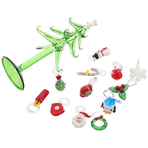 Ciieeo Kristall Weihnachtsbaum Figurine Miniatur Glas Baum mit Schneeflocke Schneemann Claus Charms Dekorativer Tischbaum für Festliche Xmas Party Desktop Deko von Ciieeo