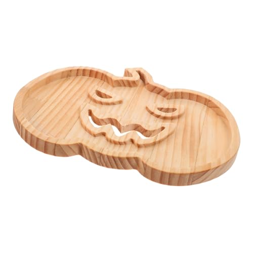 Ciieeo Halloween Kürbis Zeichen Holz Tablett Servierplatte Für Snacks Dessert Display von Ciieeo
