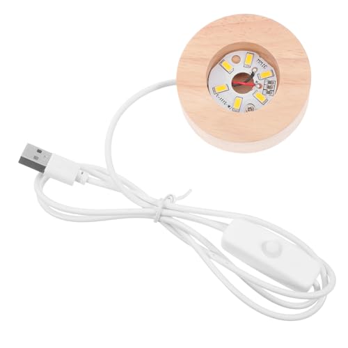 Ciieeo LED beleuchteter Holzsockel für Kristallkugeln Breit Warmes Licht Stabiler Runder DIY Nachtlicht ständer für Wohnzimmer und Schlafzimmer von Ciieeo