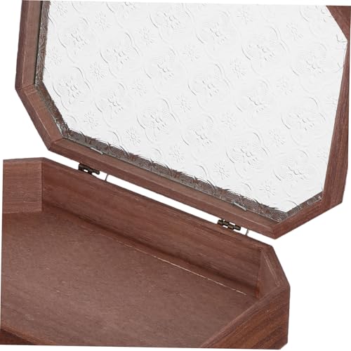 Ciieeo Massivholz-schubladenbox Mit Glasdeckel Aufbewahrungsschrank Für Tee Und Kosmetik Vintage-andenken-tablett Organizer Für Kleine Gegenstände Sammlerstücke Halter Aus Holz von Ciieeo