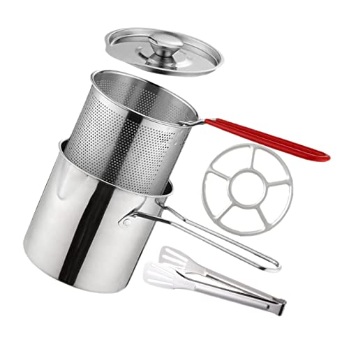 Ciieeo Mini Frittiertopf aus mit Frittierkorb und Deckel Hitzebeständig Gleichmäßige Wärmeverteilung Sicherer Langer Griff Kompatibel für Herdarten zum Braten von Garnelen Hähnchen und von Ciieeo