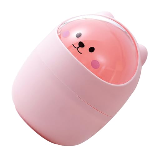 Ciieeo Mini Mülleimer mit Deckel Süßer Cartoon Abfallbehälter für Schreibtisch für Kinderzimmer und Büro aus Robustem Pinker Design Vielseitig Einsetzbar von Ciieeo