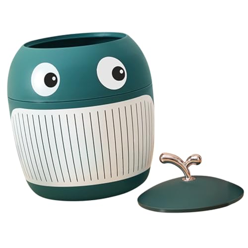 Ciieeo Mini Tischmülleimer mit Deckel Cartoon Wal Design Kompakter Schreibtisch Abfalleimer für Büro Schminktisch Arbeitsplatte Praktischer Kleiner Papierkorb für Sauberen Arbeitsplatz von Ciieeo