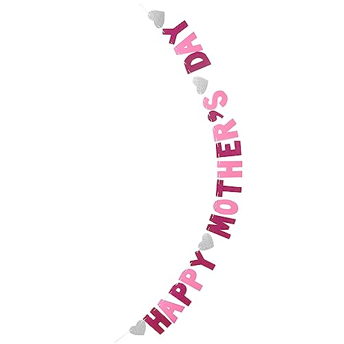 Ciieeo Muttertag Banner Glitzer Wimpelkette Happy Mother's Day Dekoration aus Papier Wiederverwendbar Indoor und Outdoor Feiern Rosafarbene Quastenanhänger für Festliche von Ciieeo