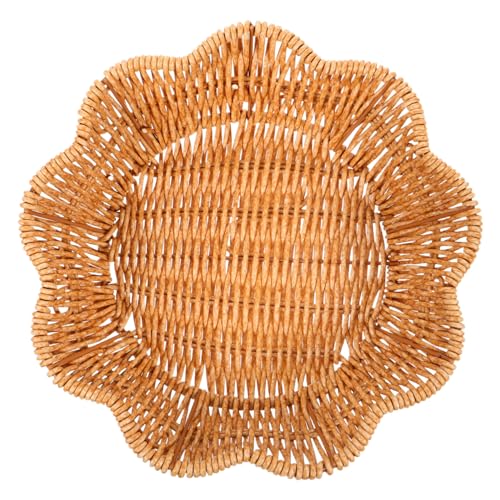 Ciieeo Obstkorb Brotkorb Rattan Imitat Tablett Obst Und Gemüsekorb Obsttablett Korb Tischplatte Badezimmertablett Couchtischtablett Hellbraun Kunststoff Wiederverwendbar Wiederverwendbar von Ciieeo