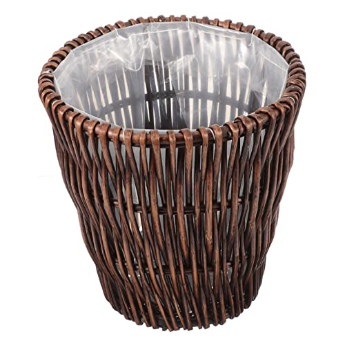 Ciieeo Rattan-mülleimer Müllkorb Im Natürlichen Stil Dekorativer Mülleimer Pflanzkorb Rattan Geflochtene Aufbewahrungskörbe Korb Büro Blumentopf Kunststofffolie Jahrgang von Ciieeo