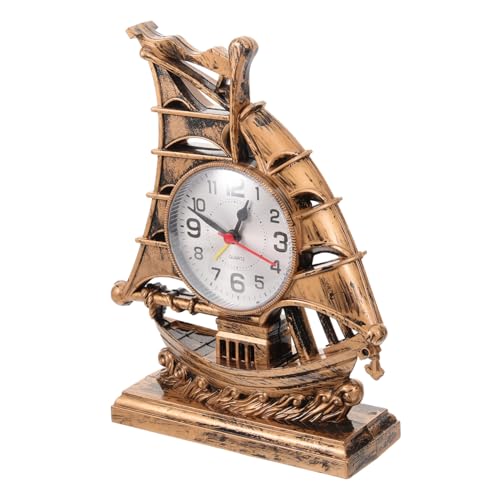 Ciieeo Sailboat Modell Wecker Retro Tischuhr Segelboot Muster Analog Alarm Uhr Kompakte Wohnraumdekoration Geschenkidee für Wohnzimmer Schlafzimmer von Ciieeo