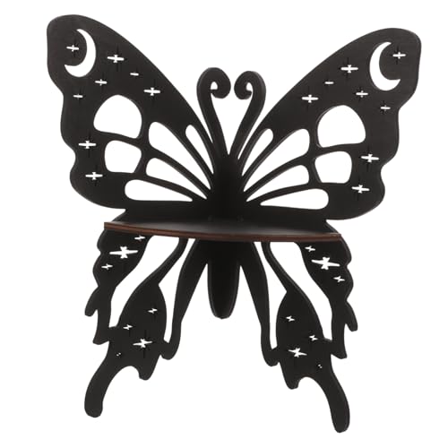 Ciieeo Schmetterlings Wandregal aus Holz Eckregal mit Schwarzem Kristallstein Schwebendes Regal für Pflanzen und Dekoration für Wohnzimmer Schlafzimmer und Kreative von Ciieeo