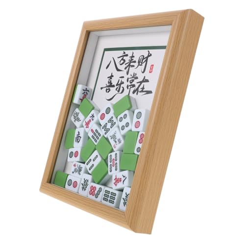 Ciieeo Schreibtischornament Aus Holz Mit Mahjong-Design Traditioneller Chinesischer Kunstrahmen DIY-tischdekor Für Zuhause Einweihungsgeschenk von Ciieeo