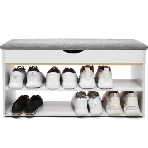 Ciieeo Schuhbank mit Stauraum Flurbank Sitzbank Schuhregal mit Gepolstertem Klappdeckel für Eingangsbereich Modernes Schuhschrank sitzmöbel Flurbank mit Aufbewahrungsfach Ciieeo Schuhbank mit Stauraum Flurbank Sitzbank Schuhregal mit Gepolstertem Klappdeckel für Eingangsbereich Modernes Schuhschrank sitzmöbel Flurbank mit Aufbewahrungsfach von Ciieeo