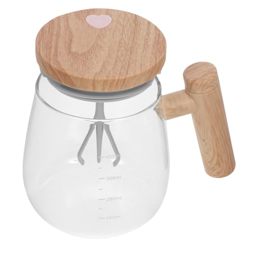 Ciieeo Selbstrührende Glas Kaffeetasse mit Holzgriff Elektrische Mix Tasse mit Auslaufsicherem Deckel Selbstumrührender Becher für Espresso Latte Macchiato Milchpulver Bpa Frei Leicht zu von Ciieeo