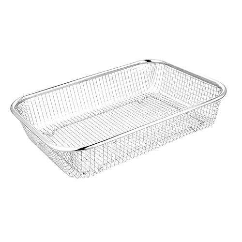 Ciieeo Sieb Über Der Spüle Abflusssieb Aus Edelstahl Korb Mit Rechteckigem Netz Ölkorb Obst Gemüse Waschbecken Küchenspüle Aufbewahrungskorb 34 00 X 25 5 Cm. 00X7. 00Cm von Ciieeo