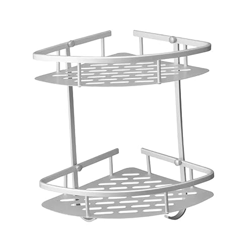 Ciieeo Space Aluminium Wandmontiertes Eck Duschregal mit Doppelter Ablage Rostfrei Wasserabfluss Design Platzsparend für Bad und Toilette Einfache Montage Organisiert Kosmetik und von Ciieeo