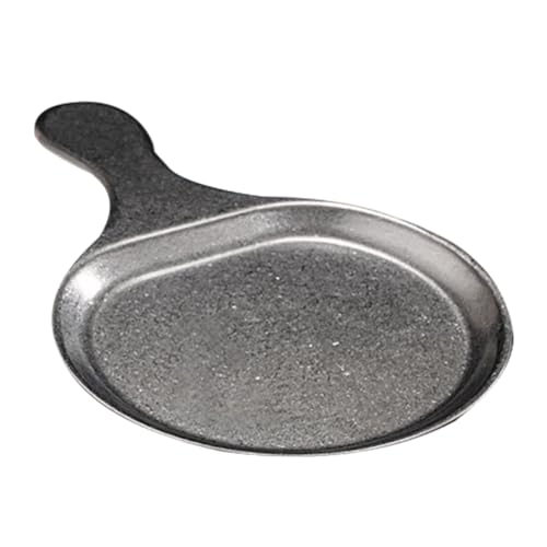 Ciieeo Steakplatte mit Griff Grillplatte für Bbq Camping und Servieren Unzerbrechliche Metallplatte für Erwachsene Form von Ciieeo