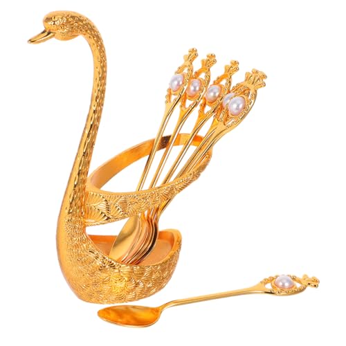 Ciieeo Teiliges Kaffee Dessertlöffel-set mit Goldfarbenem Schwanenständer Mini-espressolöffel aus Metall Elegantes Besteck für Kaffee Kuchen Eiscreme und Teegenuss Ciieeo Teiliges Kaffee Dessertlöffel-set mit Goldfarbenem Schwanenständer Mini-espressolöffel aus Metall Elegantes Besteck für Kaffee Kuchen Eiscreme und Teegenuss von Ciieeo