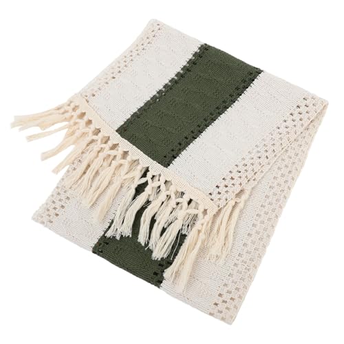 Ciieeo Tischdecke aus Baumwolle und Leinen rustikaler Tischläufer Boho-Tischdekoration Schmaler Tischläufer Makramee-Tischläufer Tischläufer für Party Polyester Green von Ciieeo