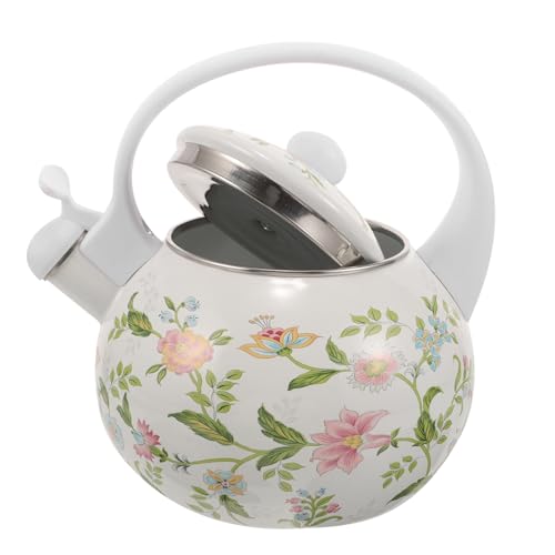 Ciieeo Vintage Emaille-Teekessel Blumen-Emaille-Teekanne Pfeifender Teekessel Wasserkochender Wasserkocher Bunter Wasser-Teekessel Kanne Mit Griff Für Tee Schnell Kochend von Ciieeo