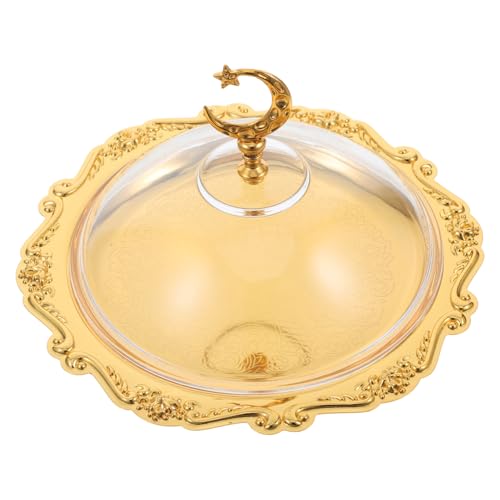 Ciieeo Vintage transparentes Tablett Dekortabletts für die Küche Glasplatten kleine durchsichtige Teller Dessertplatten Obstteller aus Kristall kreativer obstteller Acryl Golden von Ciieeo