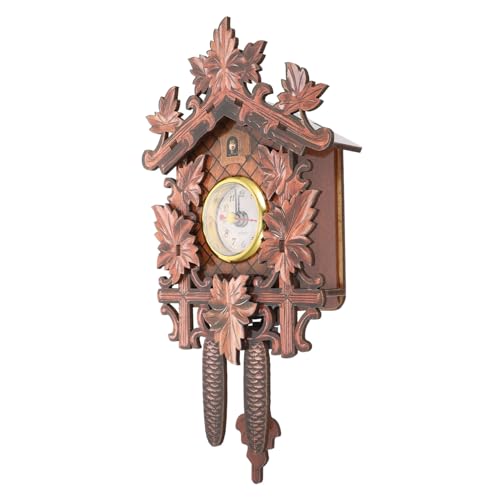Ciieeo Wanduhr Landhausstil Wanduhr Batterie Digitaluhr Vintage Uhr Kuckucksuhr Wanduhr Pendeluhr Schulhaus Wald Hausuhr Vogeluhr Uhren Designuhr Holz Kaffee Vintage Wanduhr von Ciieeo
