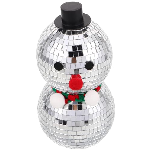 Ciieeo Weihnachtlicher Disco-schneemann Dekorationsfigur mit Reflektierender Spiegelkugel Stilvolle Winter Tischdeko für Party Kamin und Festliche Weihnachtsfeier Modernes für von Ciieeo