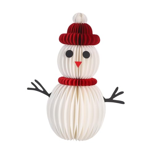 Ciieeo Weihnachtlicher Schneemann Dekoration Papier-honigwaben Tischmittelstück Festlicher Weihnachts-schneemann Ornament für Esstisch Wohnzimmertisch und Party-deko von Ciieeo