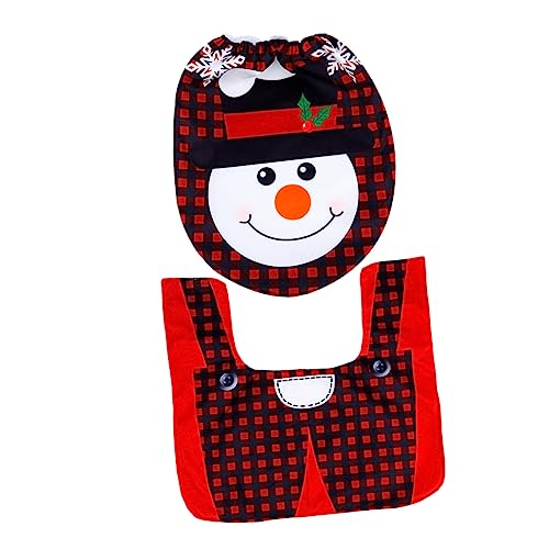 Ciieeo Weihnachtliches Toilettensitz Set aus Hochwertigem Vliesstoff rutschfeste Badvorlage Kreative Santa Motivdekoration für Festliche Badezimmergestaltung von Ciieeo