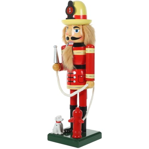Ciieeo Weihnachts-Feuerwehr-Nussknacker Traditionelle Nussknacker-Figur Aus Holz Weihnachts-Tischdekoration Für Weihnachtsfeier Urlaubsdekoration 36 cm von Ciieeo