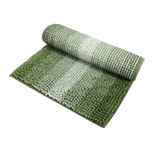 Ciieeo rutschfeste Badvorleger aus Chenille Wasserabsorbierende Badezimmermatte Grün Flauschiger Duschvorleger mit Rutsch Unterlage für Sicheres Aussteigen Dusche von Ciieeo