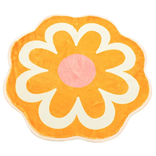 Ciieeo Weiche Bodenmatte in Blumenform Dekorativer Schlafzimmerteppich Aus Polyester Eingangsbereich 60 X 60 cm Gelb von Ciieeo