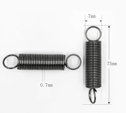 10 Stück Federstahl-Zugfeder mit Haken 0.7 mm Drahtdurchmesser, 7 mm OD, 75 mm Freie Länge, Federstahl Verlängerte Zugfeder von Cijinon