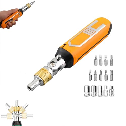 14-in-1-Multifunktions-Ratschen-Schraubendreher-Set, 180° drehbarer Schraubendreher für enge Räume, Multi-Bit-Schraubendreher für Heimwerker, Elektronik, Autoreparaturen von Cikiki