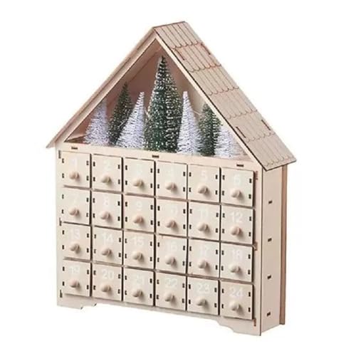 24 Tage Adventskalender aus Holz verziert mit Weihnachtsbaum Rentier Hütte Pagode Zaun, beleuchteter Countdown bis Weihnachtskalender, 24 Aufbewahrungsschubladen 24 Tage Adventskalender aus Holz verziert mit Weihnachtsbaum Rentier Hütte Pagode Zaun, beleuchteter Countdown bis Weihnachtskalender, 24 Aufbewahrungsschubladen von Cikiki