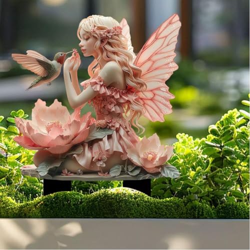 Cikiki Böhmische Fee Blumentopf Dekoration, Blumenfee Pflanzgefäß Töpfe Dekor, 2D Flach Feengarten Zubehör, Böhmische Fee Blumentopf Dekor für Haus oder Garten von Cikiki