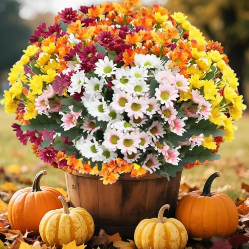 Cikiki Künstliche Sonnenuntergangsmütter, künstliche Blumen für den Außenbereich, UV-beständig, wasserdicht, künstliche Gänseblümchen, für Zuhause, Veranda, Außendekoration, sieht echt aus, verblasst Cikiki Künstliche Sonnenuntergangsmütter, künstliche Blumen für den Außenbereich, UV-beständig, wasserdicht, künstliche Gänseblümchen, für Zuhause, Veranda, Außendekoration, sieht echt aus, verblasst von Cikiki