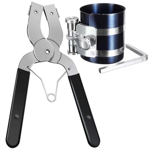 Kolbenring Installer Removal Kit, Kolbenring Kompressor Werkzeug mit Kolben Installer Zange für Auto Motor Reparatur, Größen Einstellbar Von 2-1/8" - 7" (53mm - 125mm) von Cikiki
